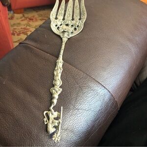 Ornate Vintage Rare Italian Silver -Plated Decorative Serving Fork